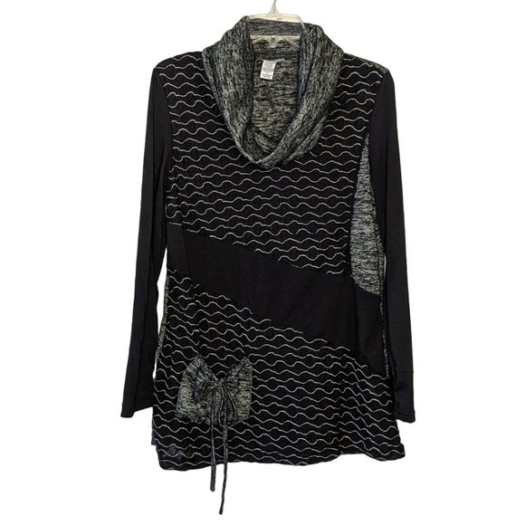Mirror Image long sleeve black and gray‎ comfortable Bohemian Cowl neck Tunic S - Picture 1 of 6